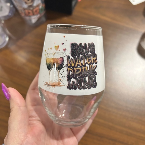 Save Water Drink Stemless Wine Glass - Picture 3 of 3